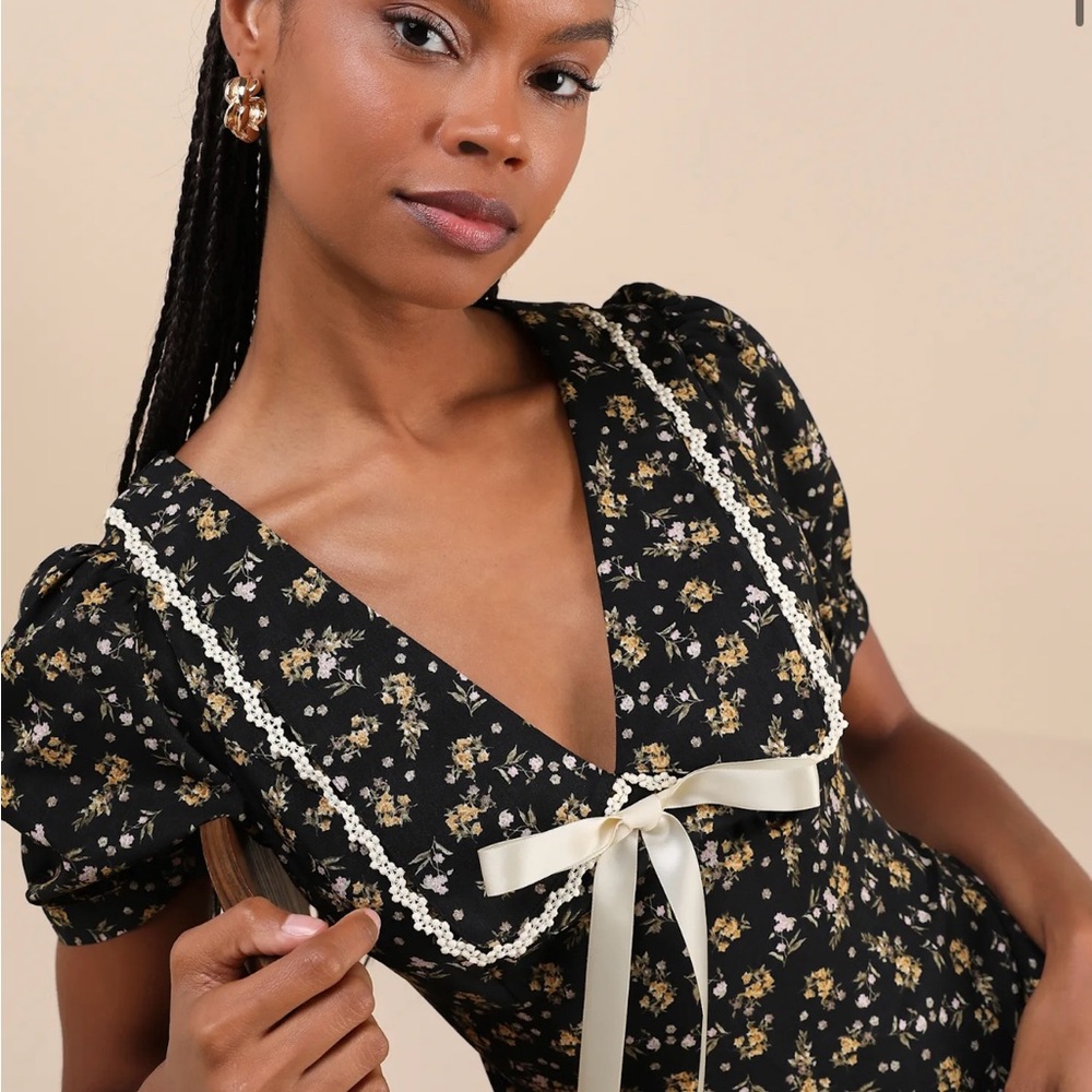 Lulu's Black Floral Mini Dress